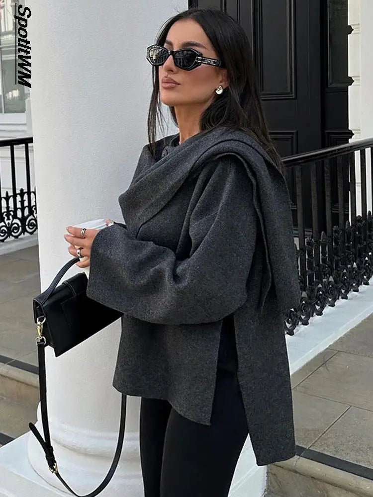 Elegant Knitted Cape Coat